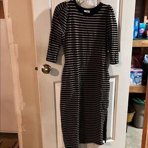 Black and White Striped Midi Dress